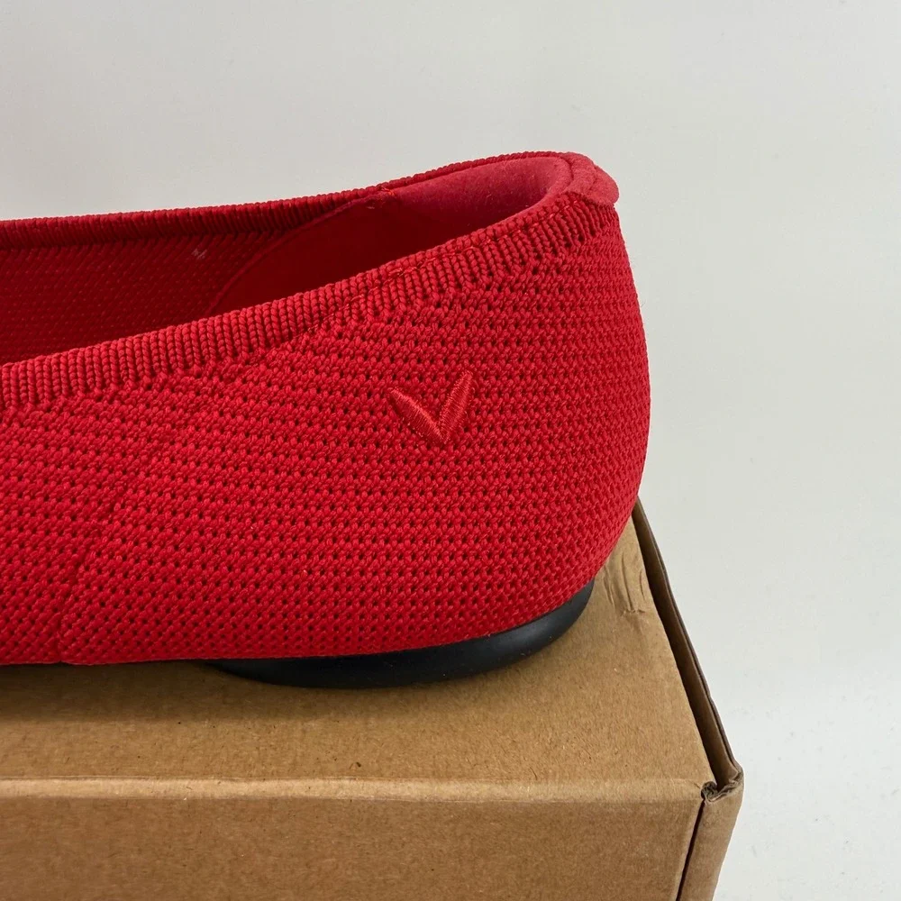 VIVAIA Tamia Mary Jane Ballet Ruby Red Knit Sustainable Cap Toe Flat Women 10